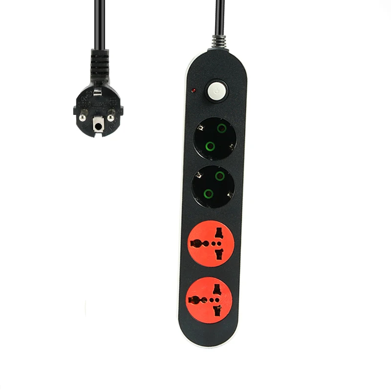 

2 Round Pin EU RUS Plug Power Strip Switch 1.8M Cable Universal Outlets Electrical Extension Cable Network filter 4 AC Outlets
