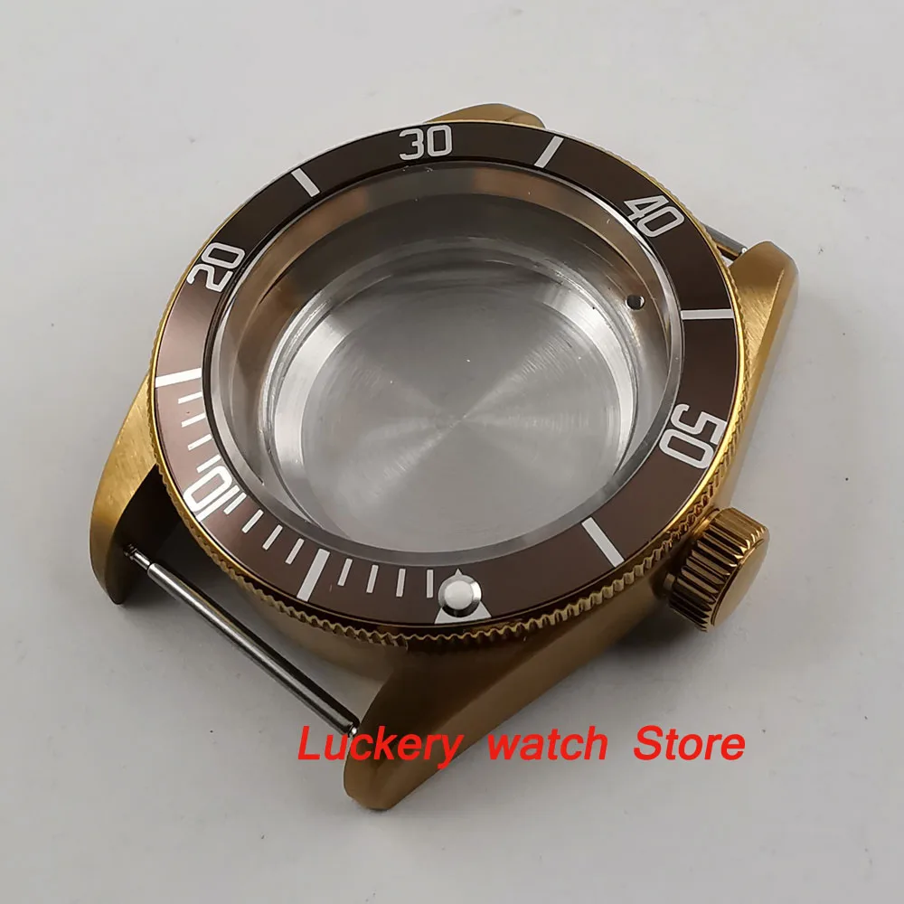 41mm sapphire glass Coffee PVD watch case fit 2836 miyota 8215 movement-BK24
