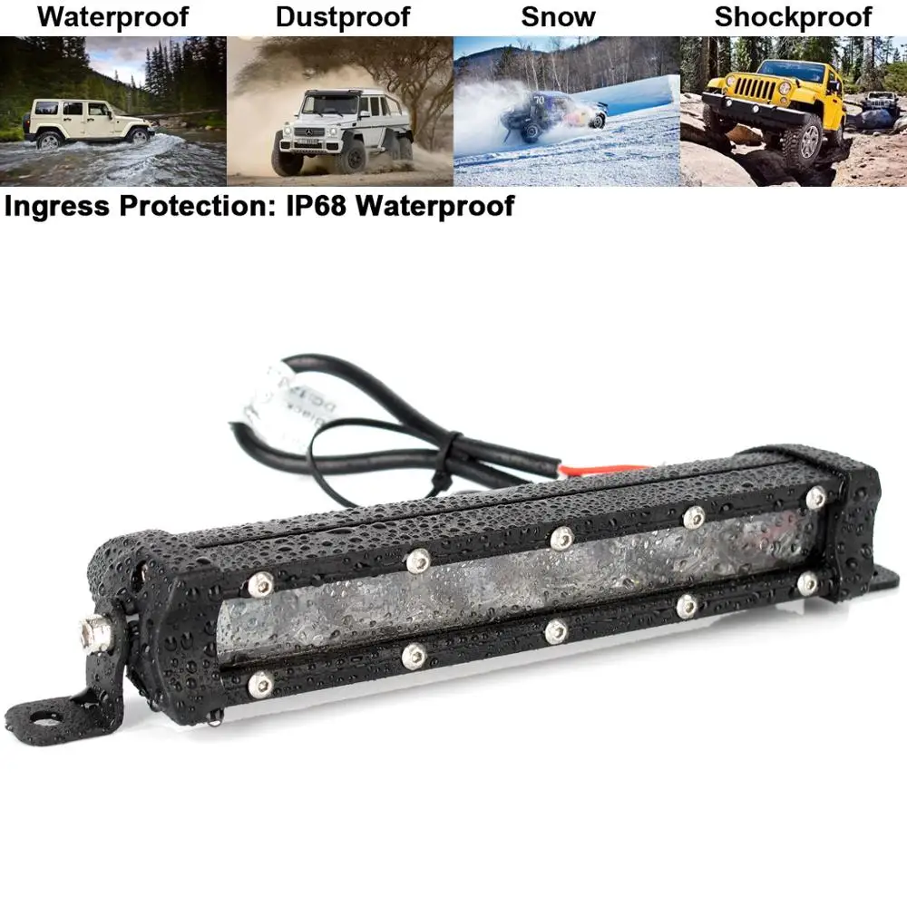 

Super Slim 6D Lens Waterproof Led Light Bar For Suv Car Boat Tractor Truck 4WD Off Road 4x4 24V Straight Work Lights