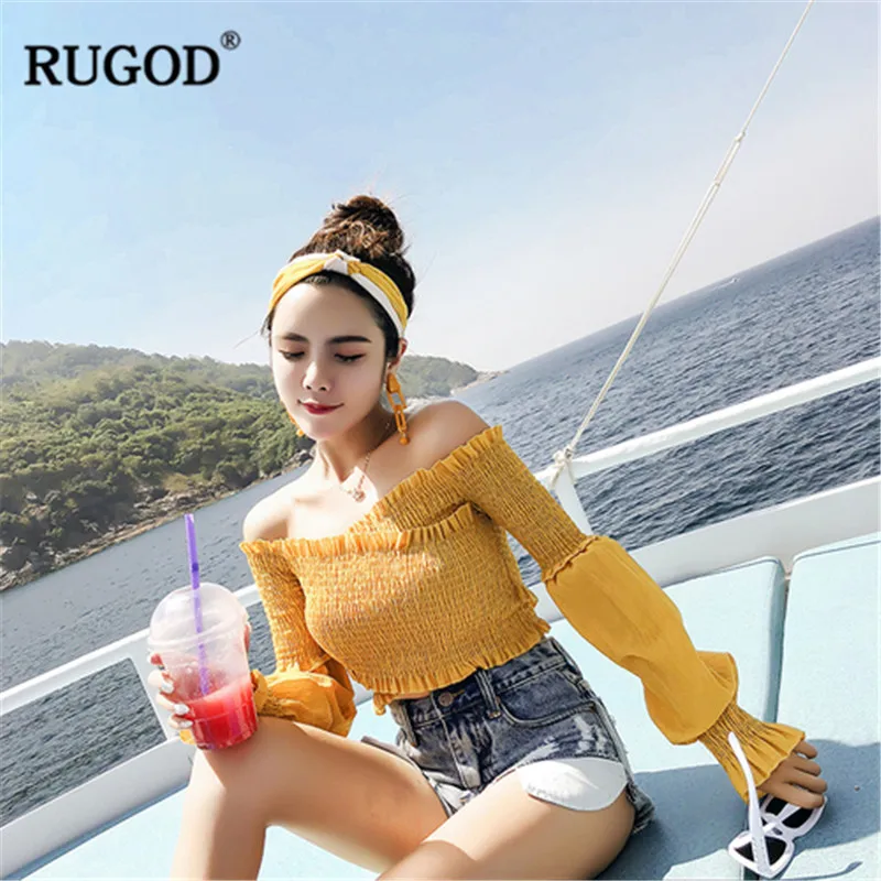Женская блузка с рюшами RUGOD облегающая плиссированная вечерняя длинными
