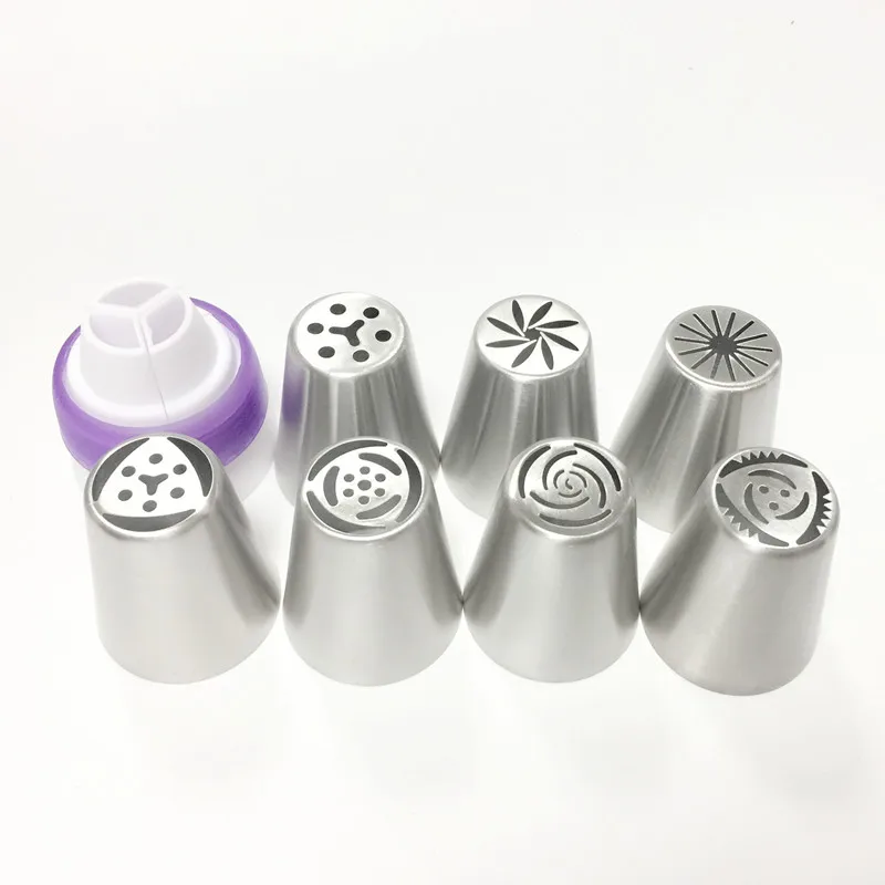 7 шт. кондитерских насадок для торта с русским алфавитом + 1 адаптер кондитерские