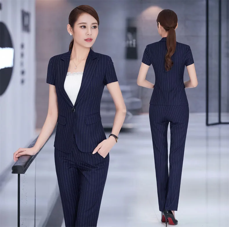 Элегантный серый полосатый формальный Профессиональный деловой женский костюм