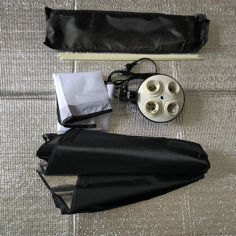 Евро тип вилки E27 4в1 основа гнезда лампы держатель адаптера для фотостудии комплект с 50x70 складной мягкий ящик фотографии