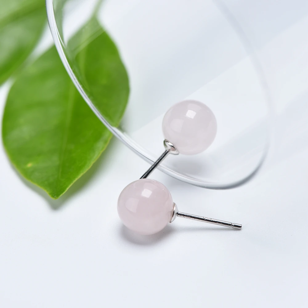 L&ampzuan Real 925 Sterling Silver 7.6CT Natural Rose Quartz Earrings for Women Pink Stone Stud Jewelry Pack Wholesale | Украшения и