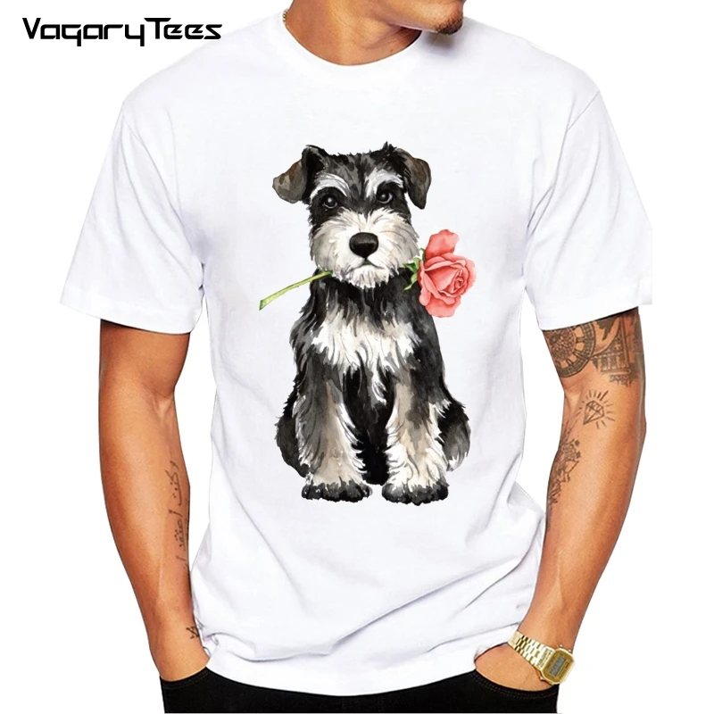 Новая мужская футболка Valentine Rose Schnauzer летняя хипстерская Мужская забавные