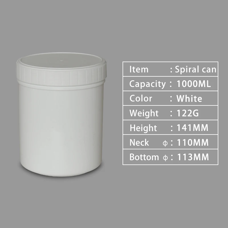 Spiral cans white 20 шт./лот пластиковая банка с внутренней крышкой 1000 мл пищевой контейнер для хранения пасты, краски, клея, крема герметичные - Цвет: Spiral cans white