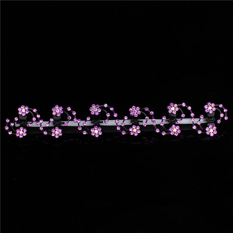 light pink 6 шт./1 упаковка, свадебные Когти для волос, женские Мини-головные уборы, стразы, заколки для волос со снежинками, заколки для волос с цветами, аксессуары для волос - Окраска металла: light pink