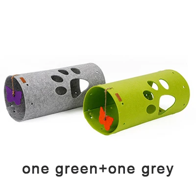 Green and Grey DIY натуральный войлочный туннель для кошек, комбинированный сшивной складной коврик для кошек, игровой канал, рулон дракона, головоломка, игрушка для кошек, товары для домашних животных - Цвет: Green and Grey