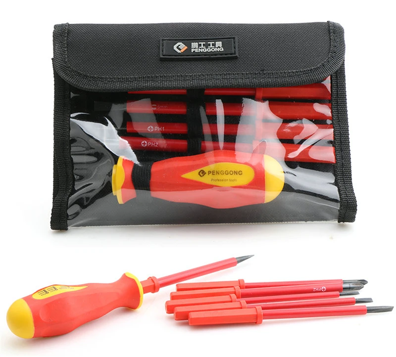 

7pcs/set Precision Insulated Screwdriver Magnetic Phillips Slotted Screwdriver Withstand Voltage 1000V For Electrician Tools