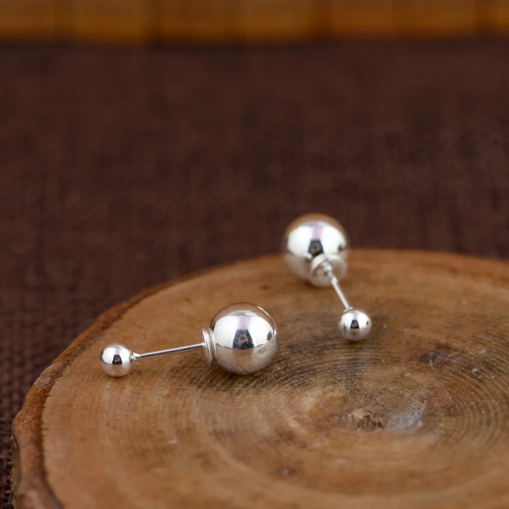 Женские серьги из двух шариков BALMORA универсальные гвоздики стерлингового