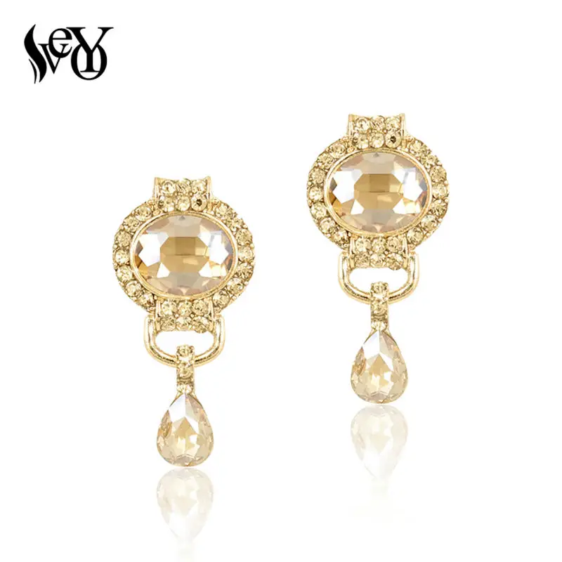 

VEYO Rhinestone Dangle Earrings Vintage Red Crystal Drop Earrings for Women 2018 Brand Fashion Jewelry
