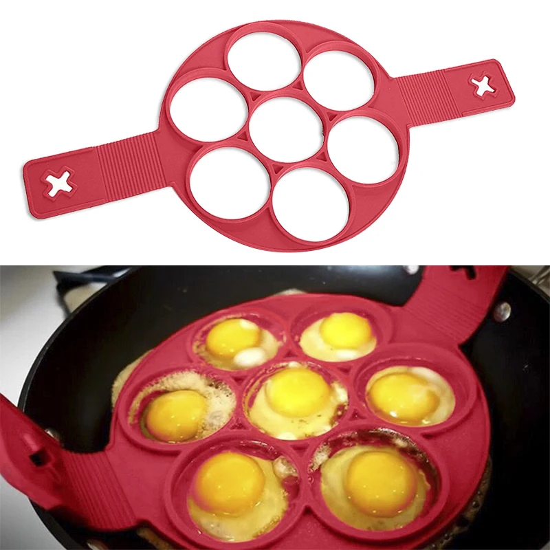 4/7 отверстия силиконовая форма для выпечки Форма любовь формы для яиц антипригарный флип блинница для яиц для омлета формы кольца Форма кухонные инструменты