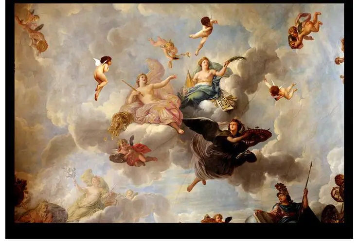 Пользовательские 3d потолочные обои в европейском стиле роскошная атмосфера