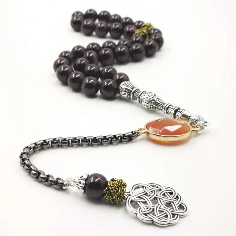 Натуральный гранат Tasbih с красным агатом браслеты из камня аксессуары таранбоны