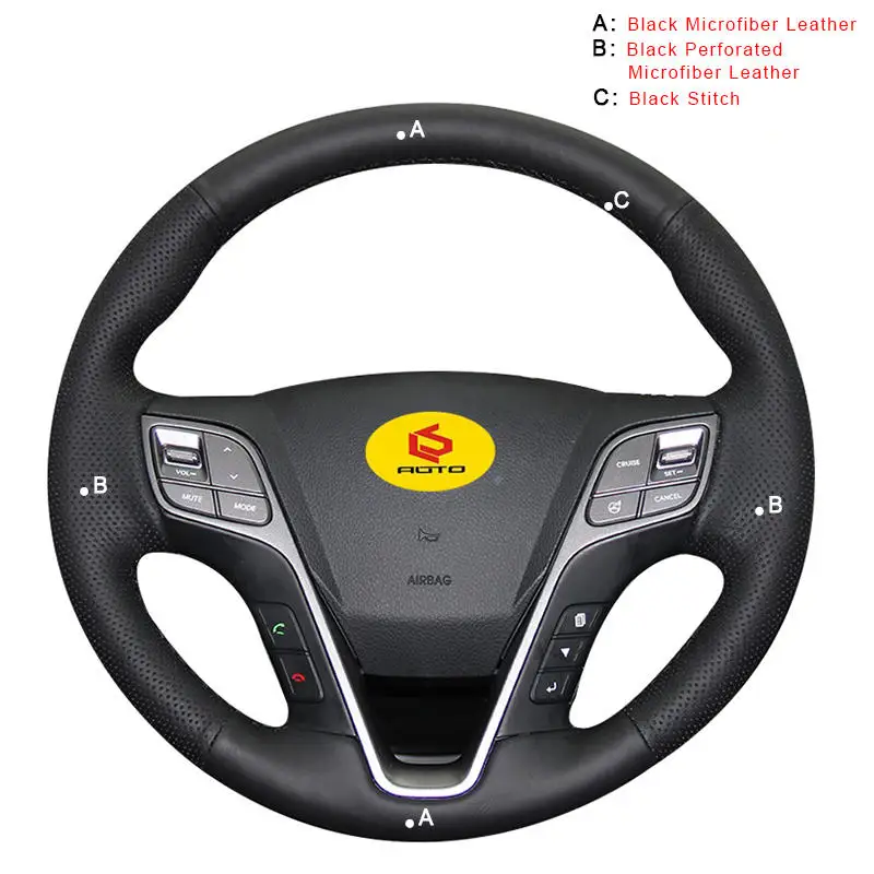 Microfiber Leather Ручная пошив Авто оплетка на руль Крышка для hyundai Santa Fe 2013- ix45 чехол рулевого колеса автомобиля-Стайлинг - Название цвета: Microfiber Leather