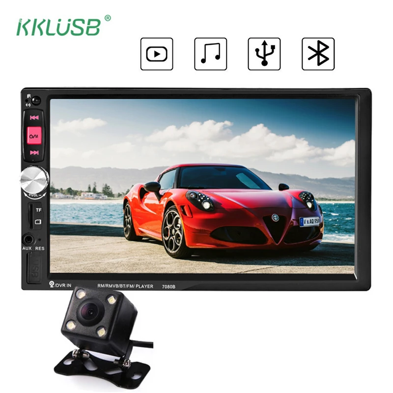 Авторадио 7080B Автомагнитола 2 Din в тире 7 дюймов сенсорный экран Авто Аудио MP3 плеер