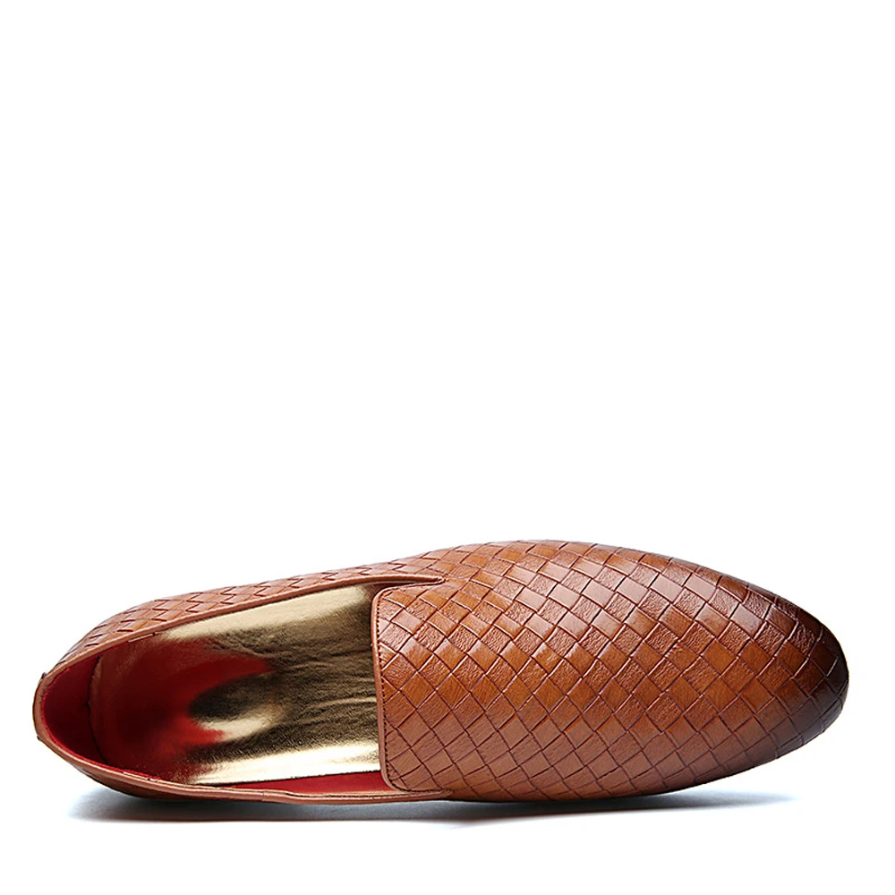 QFFAZ Men Shoes Luxury Brand Braid Leather Casual Driving Oxfords Shoes Men Loafers Moccasins Italian Shoes for Men Flats