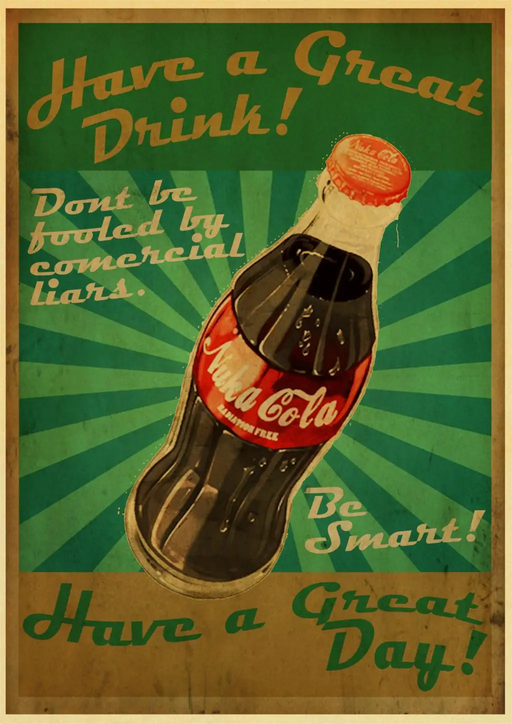 E049 Nuka Cola Fallout 2345 винтажный бумажный плакат настенная живопись украшение дома 42X30 см 30X21 см - Цвет: E049