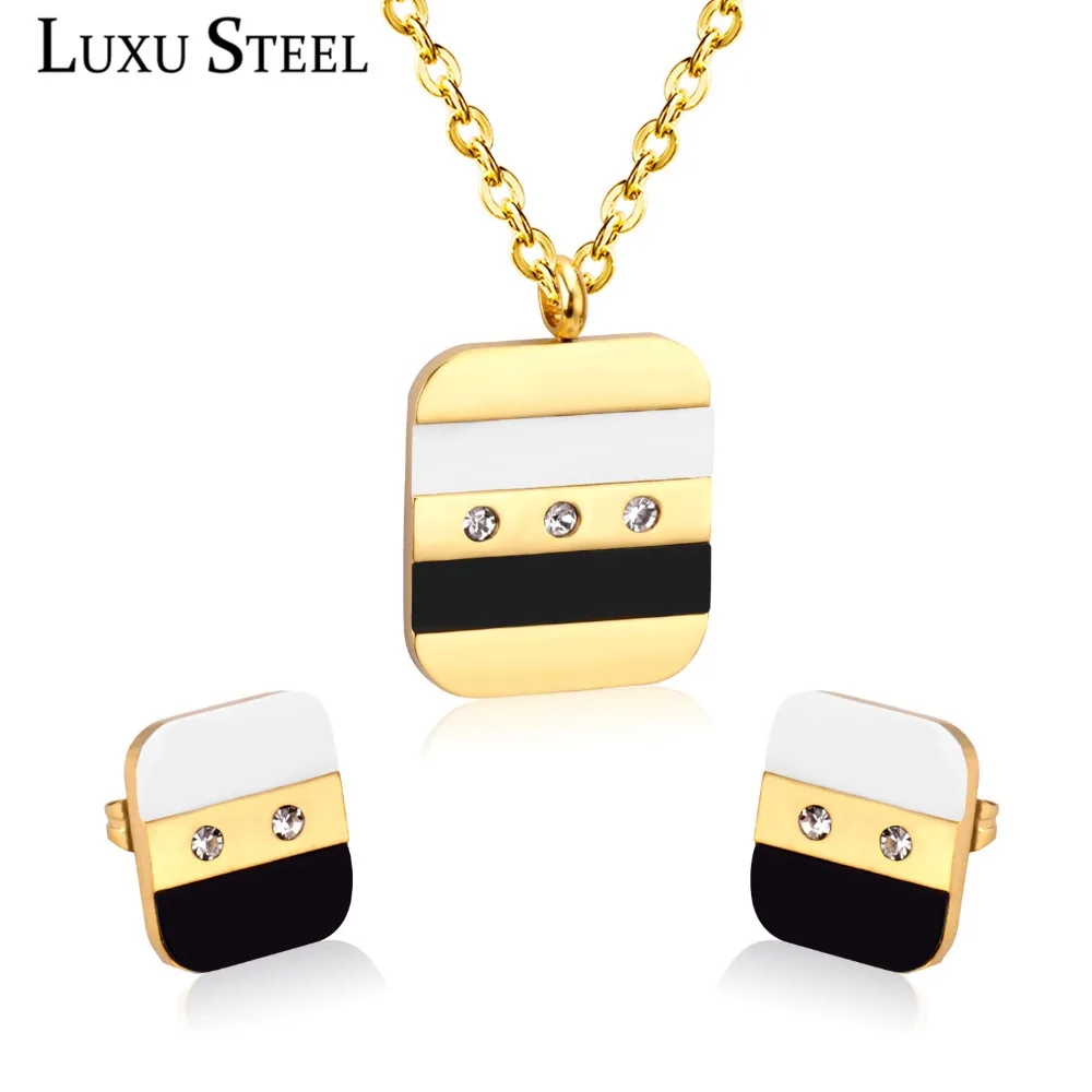LUXUSTEEL циркониевые ювелирные изделия из нержавеющей стали квадратный кулон
