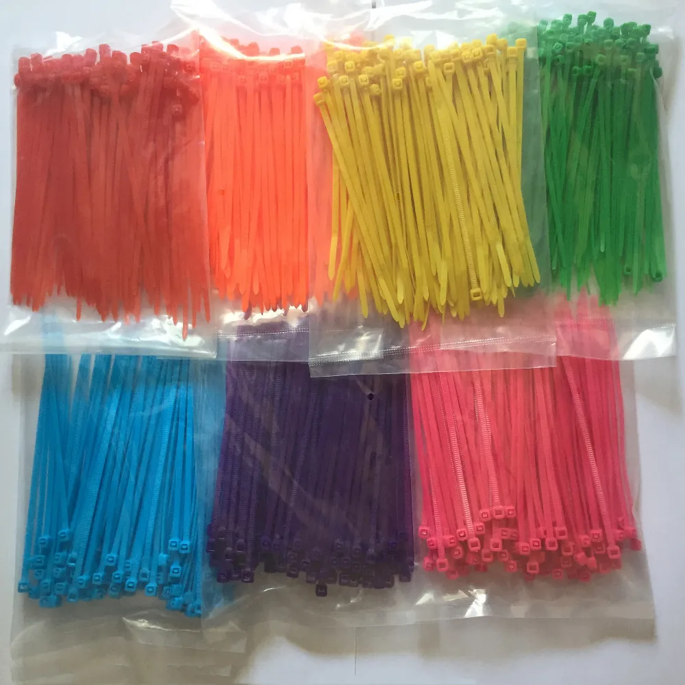 

700PCS/Pack 7Colors 3x100 Nylon Cable Tie Self-Locking Plastic Cable Ties