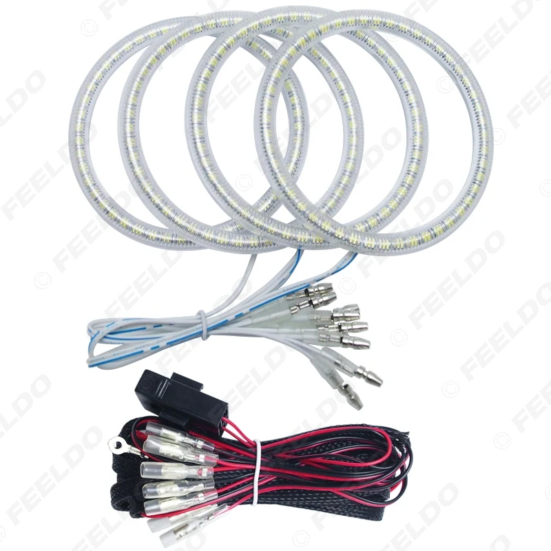 FEELDO 4x90мм Авто SMD ангельские глазки свет Halo Кольцо для Лада ВАЗ 2110/2112 фара #