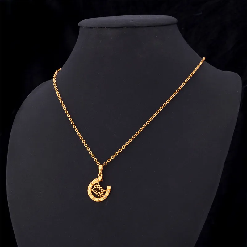 Новое ожерелье желтого золота австрийский кулон Стразы на удачу модные