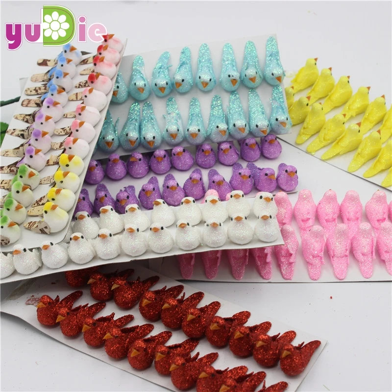 

4pcs 4.5*2cm Foam Artificial Bird Flower Supplies For Wedding Christmas Tree Decoration DIY Scrapbooking Wreath Fake Flowers