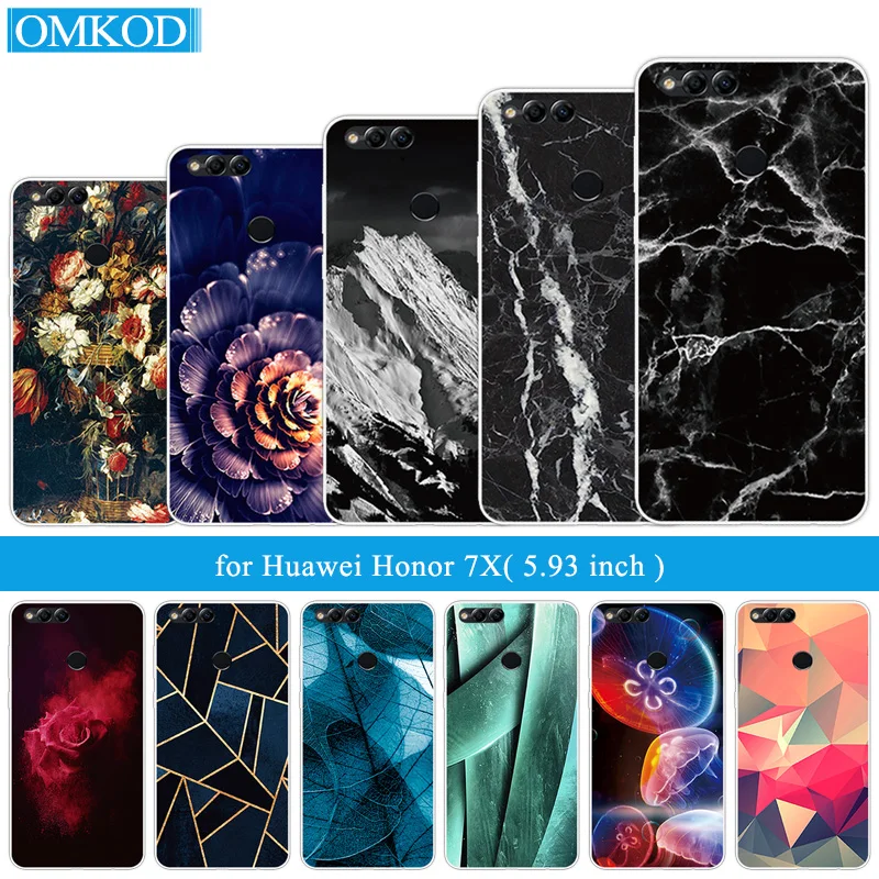 Силиконовые чехлы для Huawei Honor 7X 5 93 дюйма 7X7 X черный матовый чехол телефона 7x