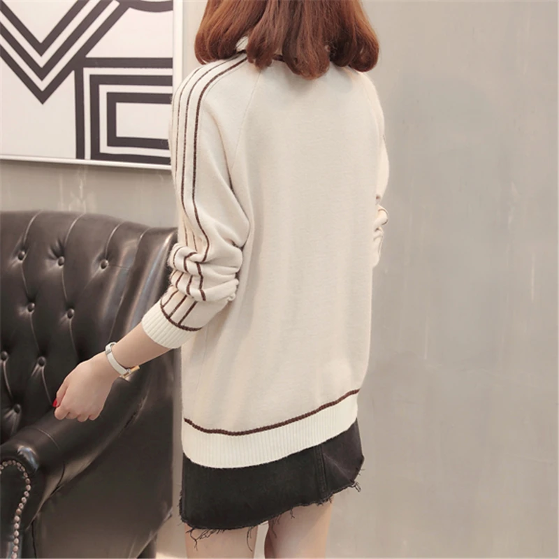 

Autumn Winter Women New Knitted Cardigans Tops Sweater Ladies Casual O-Neck Patchwork Long Sleeve Zippers Cardigans Coats O415