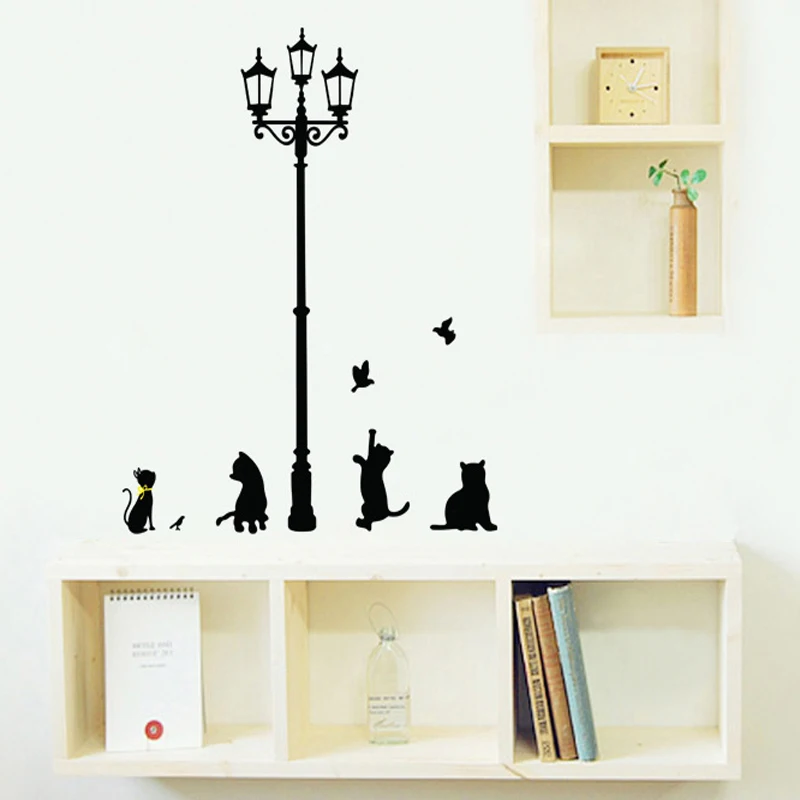2 шт. наклейки на стену Постер кошки птицы уличный свет украшения дома аксессуары