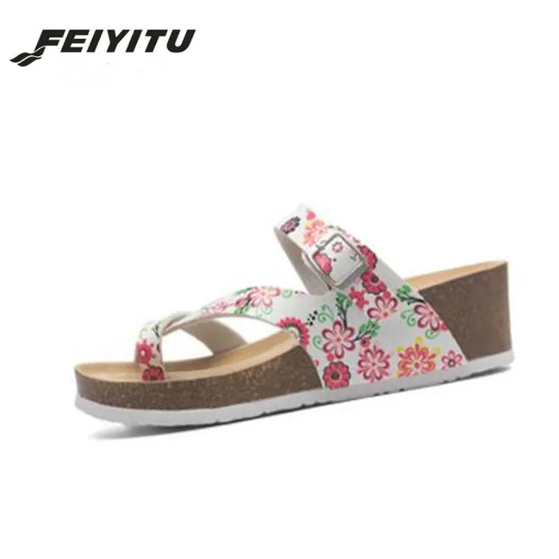 Новинка 2019 Модные женские сандалии FeiYiTu на пробковой платформе летние пляжные с