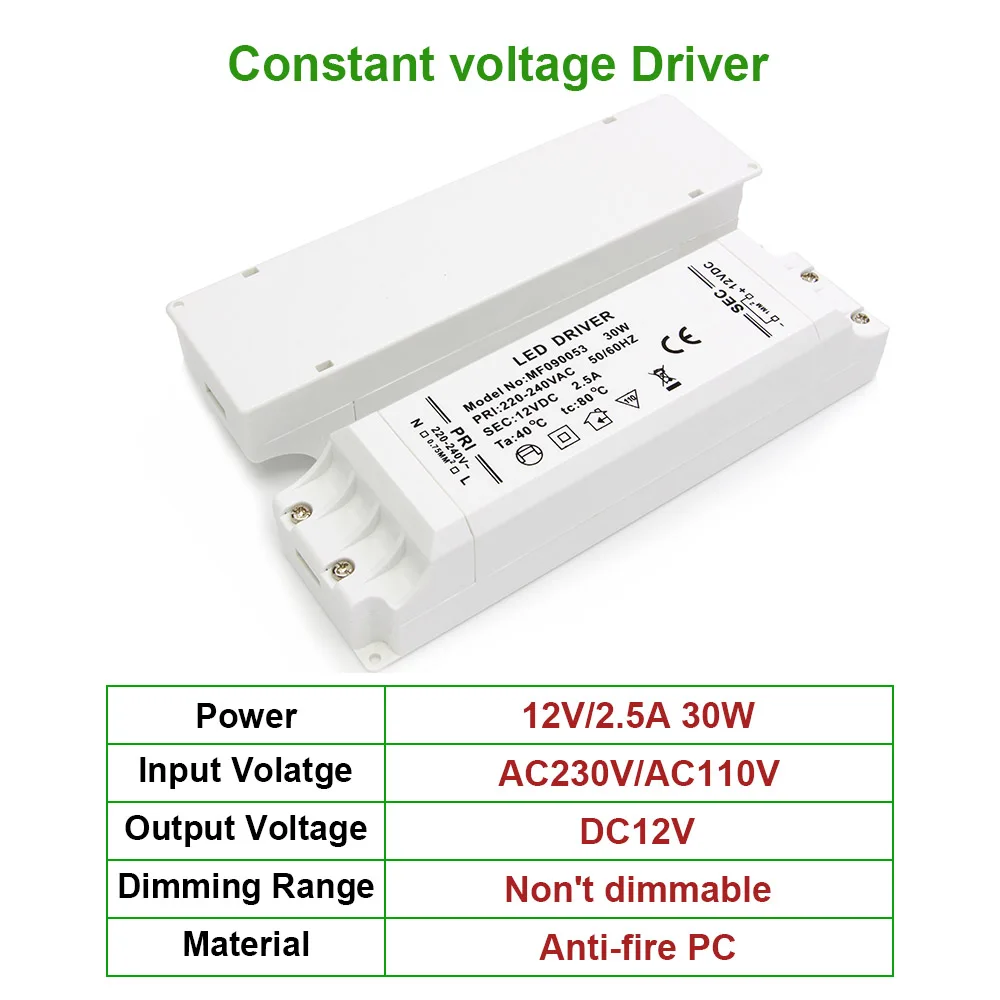 30 Вт электронный трансформатор AC230V или AC110V выход DC12V Потолочный светильник