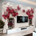 Пользовательские Настенные обои Европейский стиль цветы украшения для ВАЗ Роскошный домашний Декор Гостиная ТВ диван самоклеющиеся водонепроницаемые фрески