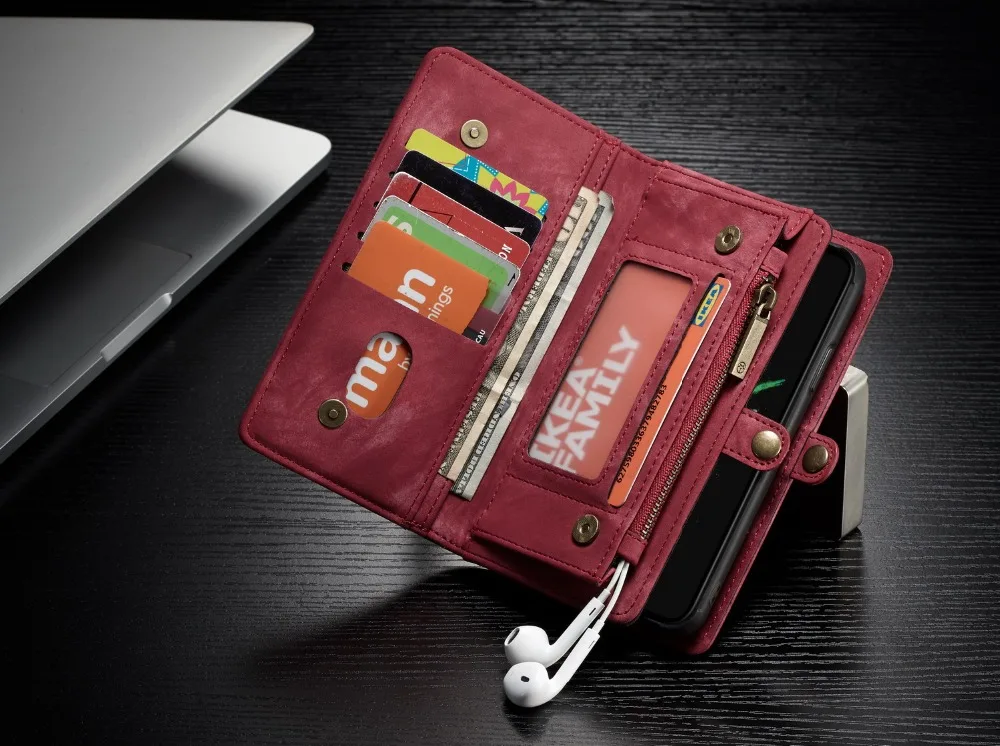 Luxury Wallet Zipper Flip Stand Case For iPhone 10 8 7 6s Plus XS MAX XR 8Plus 7Plus 6Plus Magnet Slim PU Leather Cover capinha