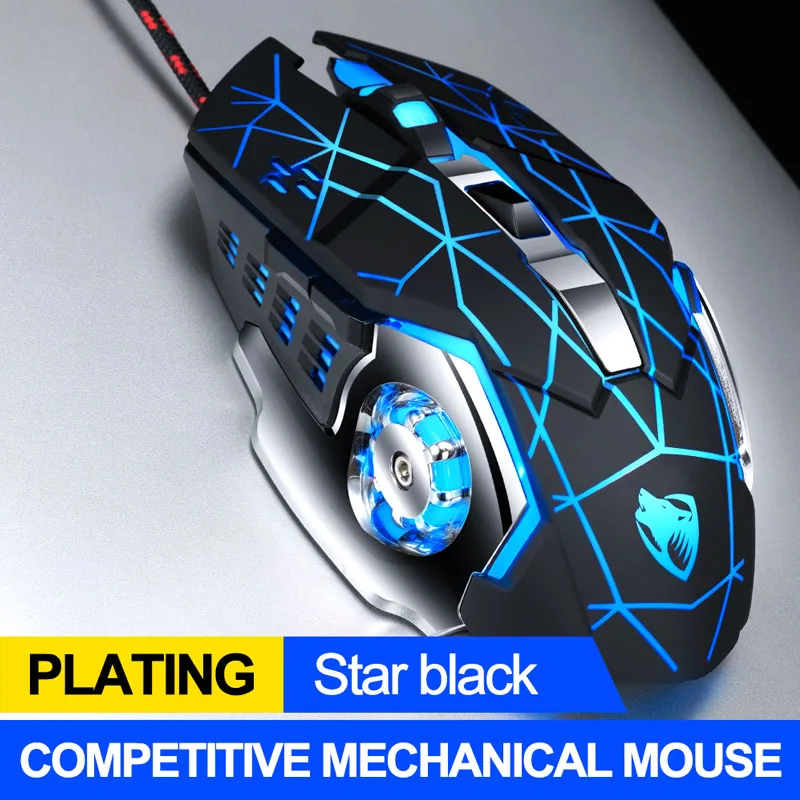 V6 Black Профессиональная игровая мышь 3200 dpi, оптическая USB Проводная компьютерная мышь, геймерские компьютерные мыши с подсветкой, игровая мышь, эргономичная мышь для ноутбука, ПК - Цвет: V6 Black
