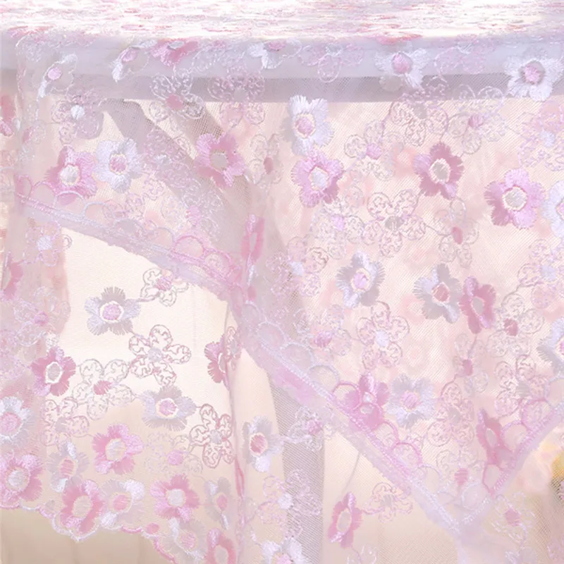 Цветочный узор кружевная скатерть для круглого стола розовая вышитая прозрачное