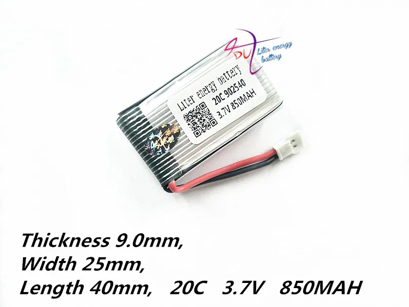 

MX2.0-2P 902540 3.7V 850mAh Lipo Battery Spare Part for mjx X400 X500 X800 X300C Remote Control RC Quadcopter