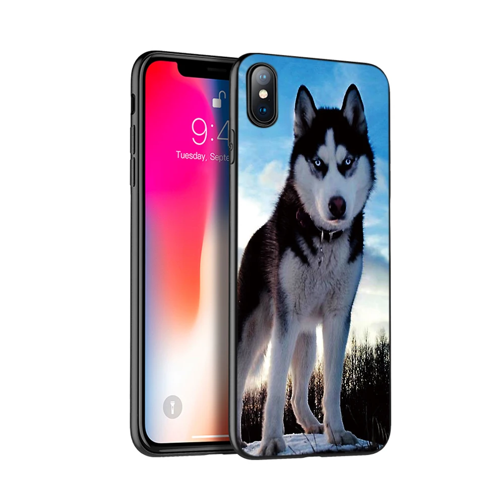 Черный чехол из ТПУ для iphone 5 6 6s 7 8 plus x 10 силиконовый XR XS 11 pro MAX с собачкой