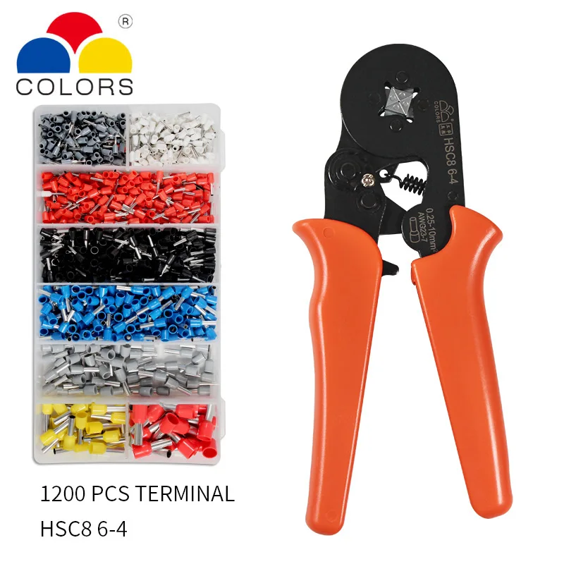 HSC8 6-4 1200PCS HSC8 6-4A Модернизированный обжимной инструмент комплект 1200 шт. трубчатые клеммы коробка 0,08-10 мм Высокоточный зажим набор - Цвет: HSC8 6-4 1200PCS