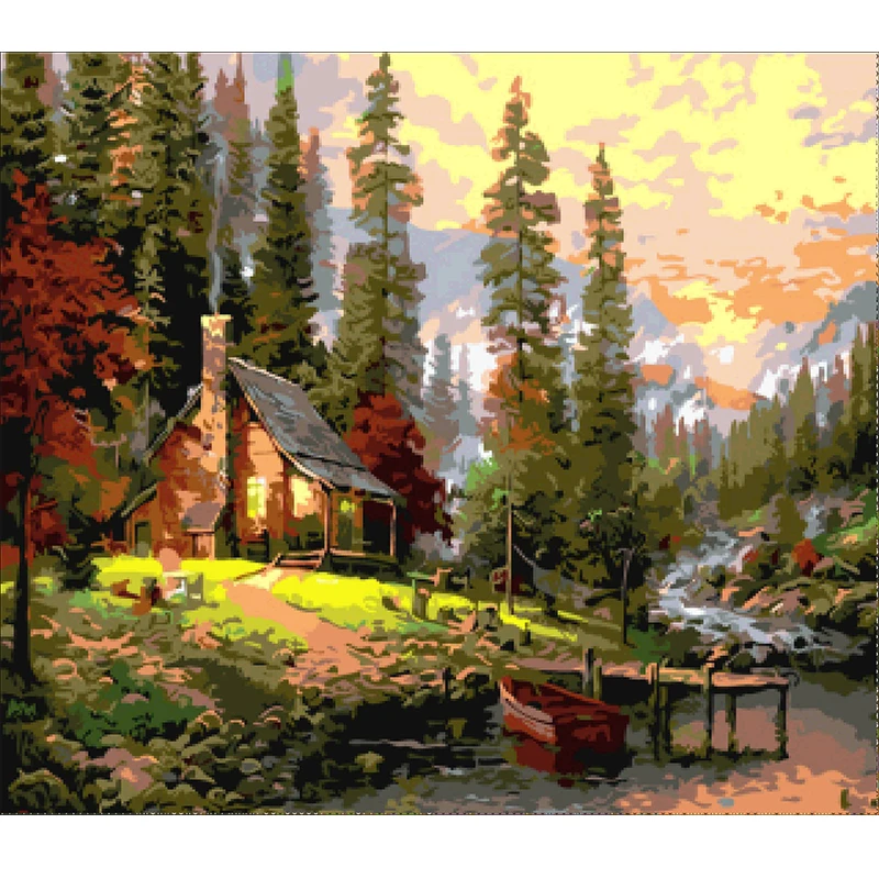 3D diy full Square hand made diamond embroidery painting cross stitch kits wall mosaic Log cabin home Decor gift | Дом и сад