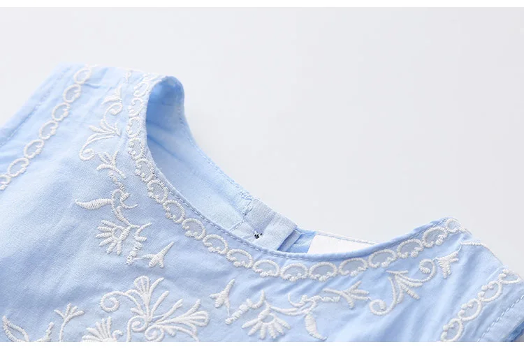 Hot Summer 2-10 Years Old Brief Kids Lace Embroidery Flower Floral Sleeveless Flounce Vest Tank Sundress Girls Dress Cotton