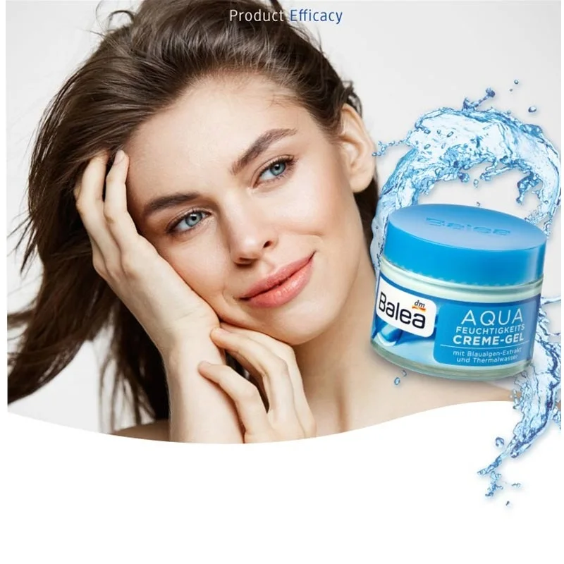 

Germany Balea Day Care Aqua Moisturizing Face Cream Gel Hyaluronic Acid Moisturizer Soften Lines Wrinkle Fresher Firmer Skin