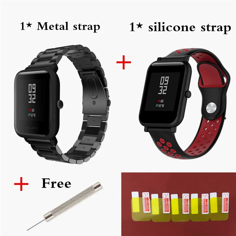 black 2 20 мм Металлический Стальной ремешок для Huami Amazfit Bip Lite samsung Galaxy watch Ременная Передача S2 S4 band Garmin Vivoactive 3 band - Цвет: black 2