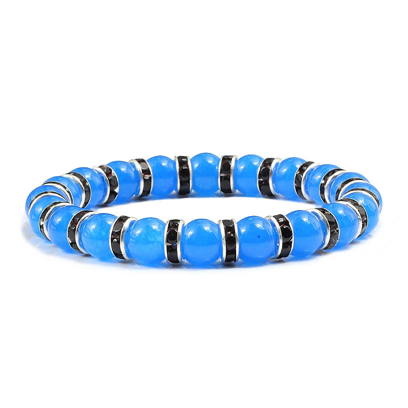 light blue 7 Натуральный камень 16 видов стилей браслет синяя серия бисерные браслеты Подвески для мужчин и женщин Йога горный хрусталь ювелирные аксессуары лучший подарок - Окраска металла: light blue 7