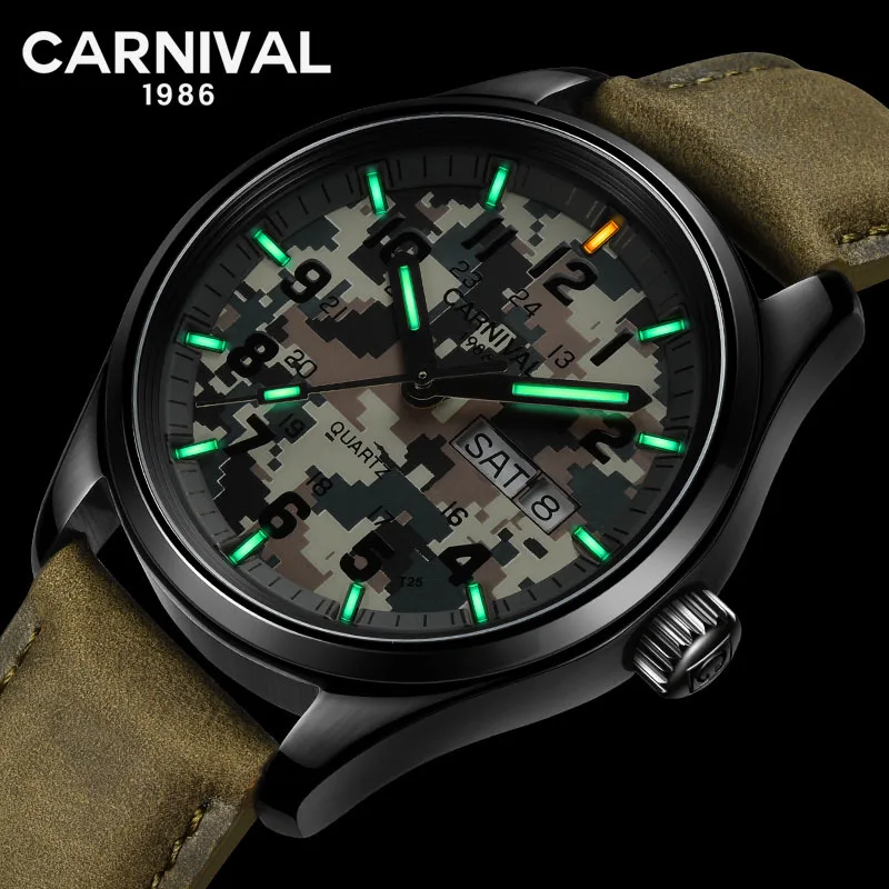 Швейцарские кварцевые часы Tritium T25 светящиеся мужские спортивные карнавальные