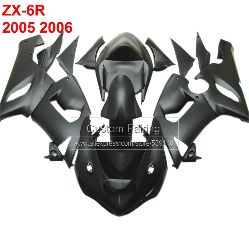 

Хороший мотоциклетный комплект для Kawasaki zx6r zx 6r Ninja 2005 2006 05 06, полностью матовые черные обтекатели, обтекатель RG96
