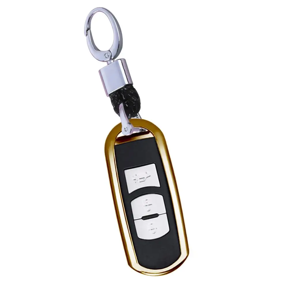 Gold with hook Стиль 1 шт. автомобиль оболочка для Smart ключа чехол для ключей на сумку, чехол для Mazda 3 6 CX5 CX7 323 626 Familia аксессуары Портативный кошелек для ключей - Название цвета: Gold with hook