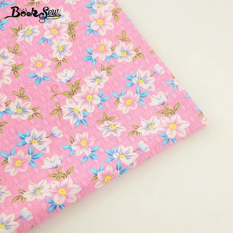 Booksew 100% хлопок Поплин Ткань розовый Жир четверть печатных цветок Дизайн Мягкий