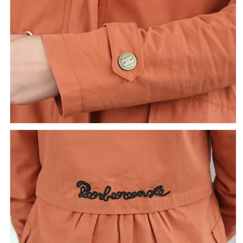 Ветровка женская 2017 Весна Осень пальто средней длины с капюшоном большой размер