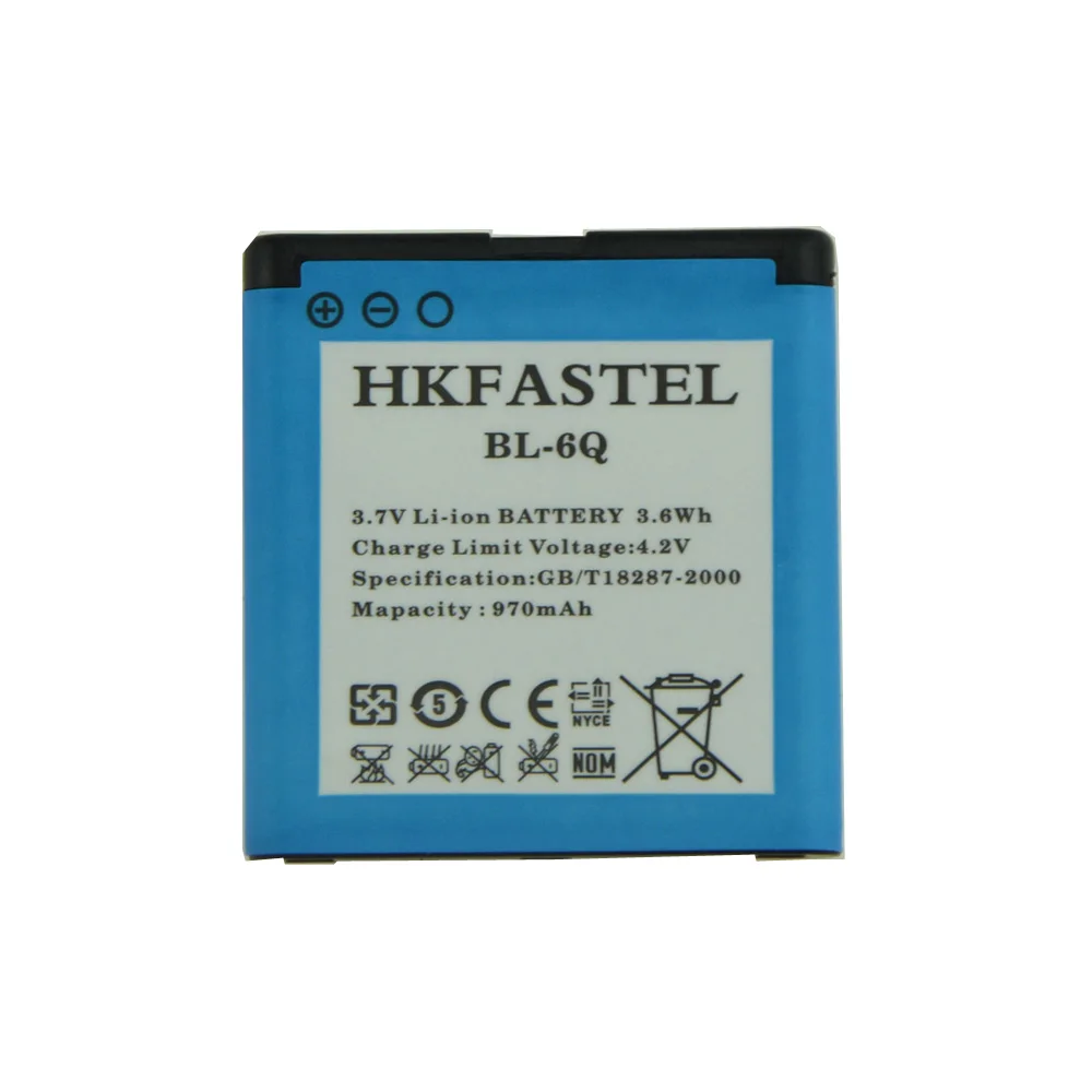 HKFASTEL New BL-6Q BL 6Q Li-ion Mobile Phone Battery for Nokia 6700C 6700 Classic Cell phone batteries 970mAh | Мобильные телефоны